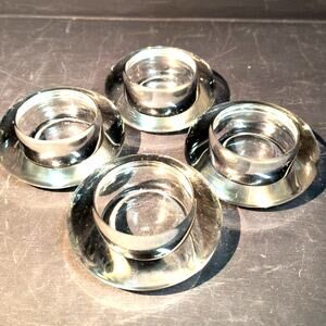 1113.  Clear Chunky Glass Tea Light Candle Holders Set